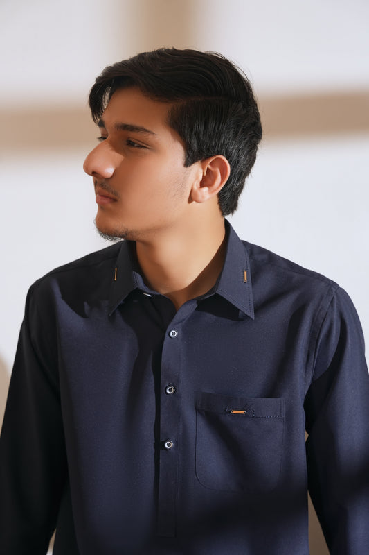 Navy Blue Stitched Shalwar Kameez