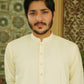 Cream White Stitched Shalwar Kameez (Ban Collar)