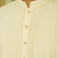 Cream White Stitched Shalwar Kameez (Ban Collar)