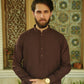 Cognac Stitched Shalwar Kameez (Ban Collar)