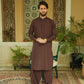 Cognac Stitched Shalwar Kameez (Ban Collar)
