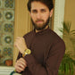 Cognac Stitched Shalwar Kameez (Ban Collar)