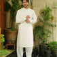 Stark White Stitched Shalwar Kameez (Ban Collar)