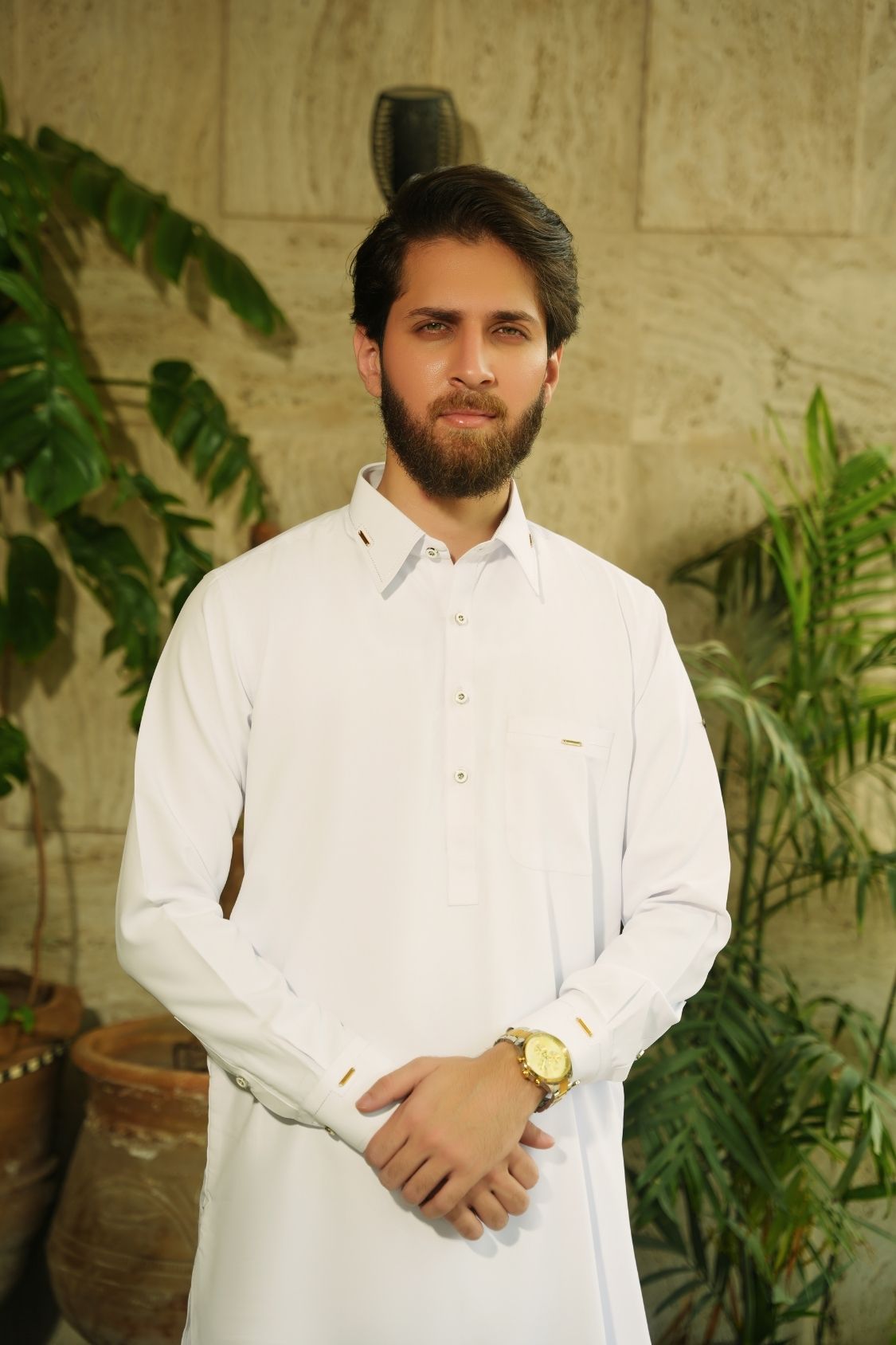 Eggshell White Stitched Shalwar Kameez