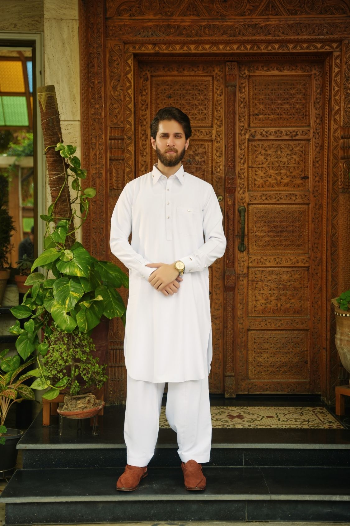 Eggshell White Stitched Shalwar Kameez