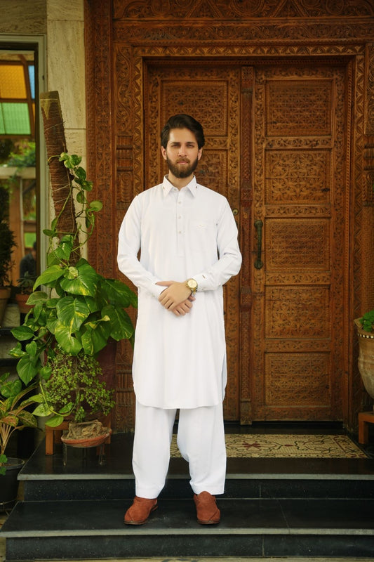Eggshell White Stitched Shalwar Kameez