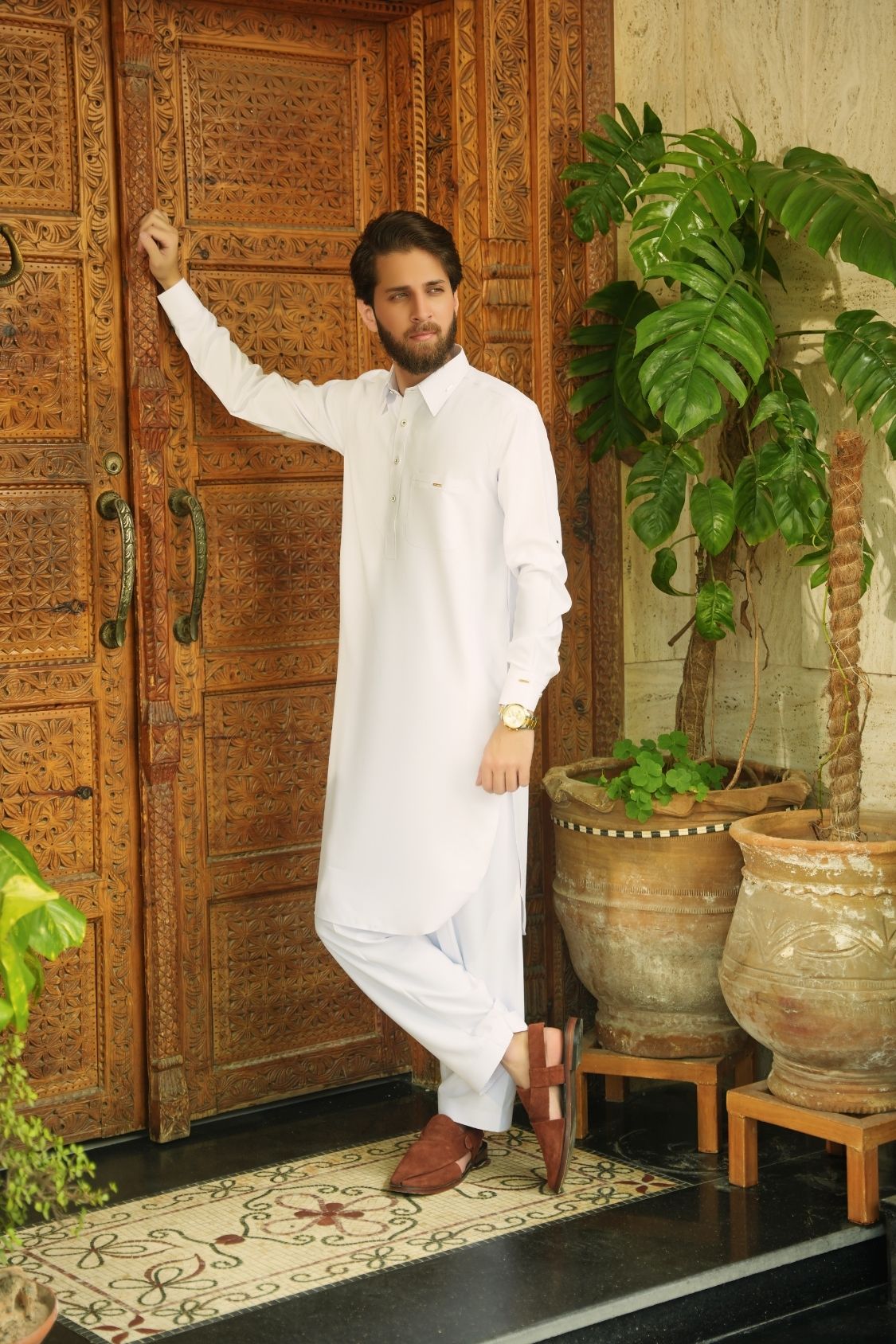 Eggshell White Stitched Shalwar Kameez