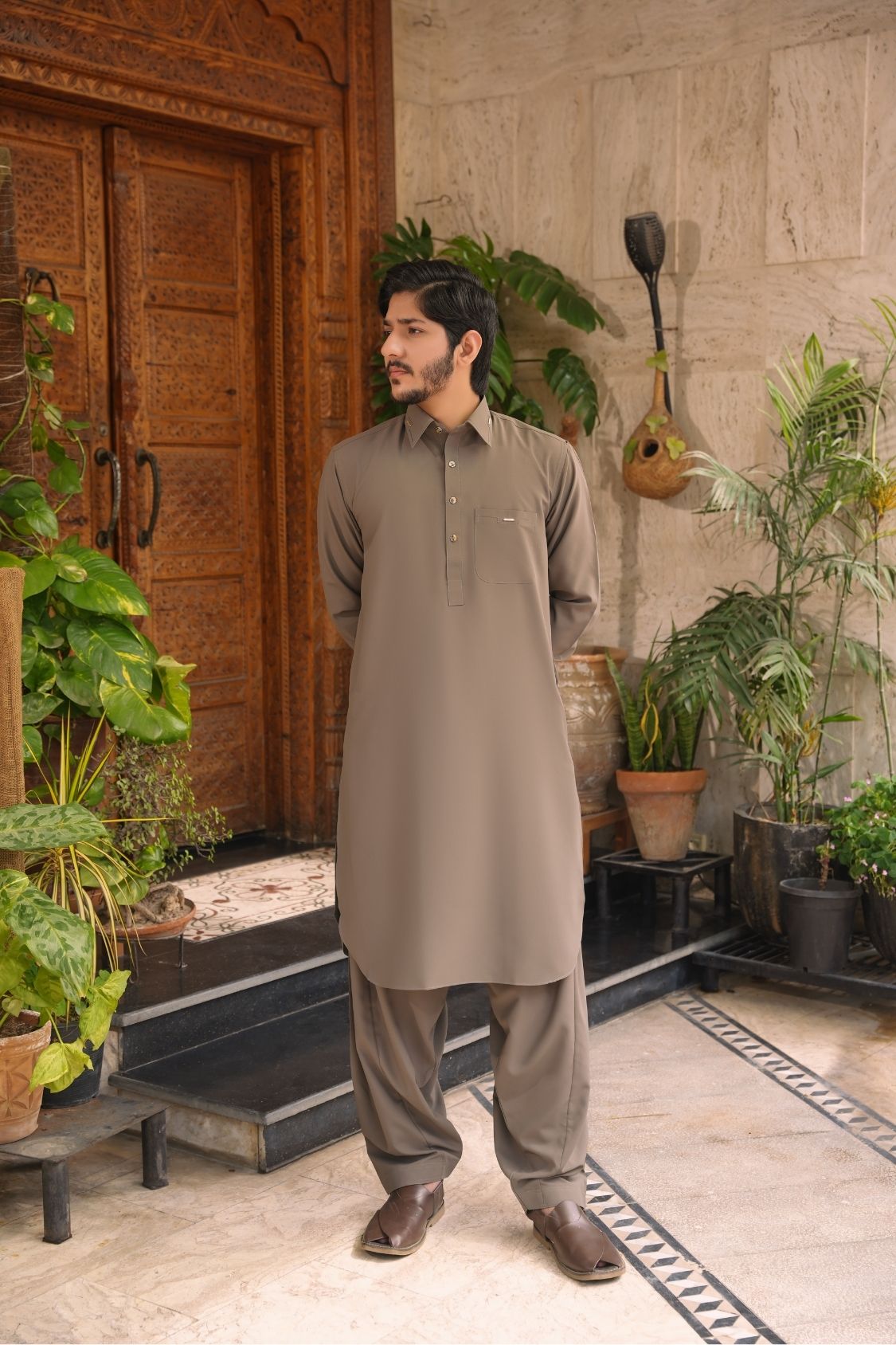 Chestnut Stitched Shalwar Kameez