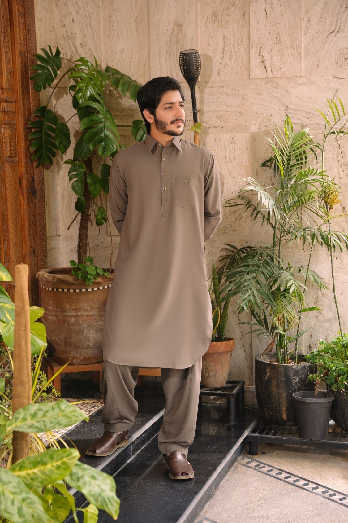 Chestnut Stitched Shalwar Kameez