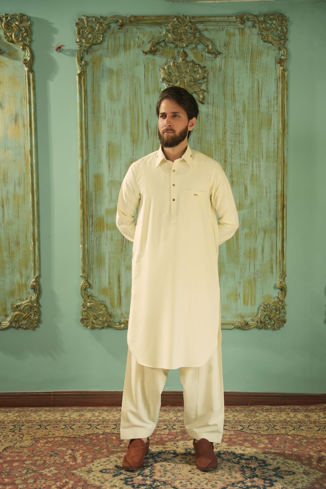Off-white Stitched Shalwar Kameez