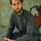Charcoal Gray Stitched Shalwar Kameez (Ban Collar)