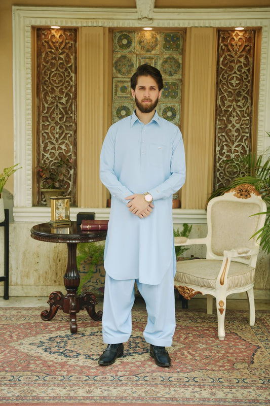 Sky Blue Stitched Shalwar Kameez