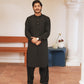 Black Stitched Shalwar Kameez (Ban Collar)
