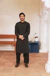 Black Stitched Shalwar Kameez (Ban Collar)