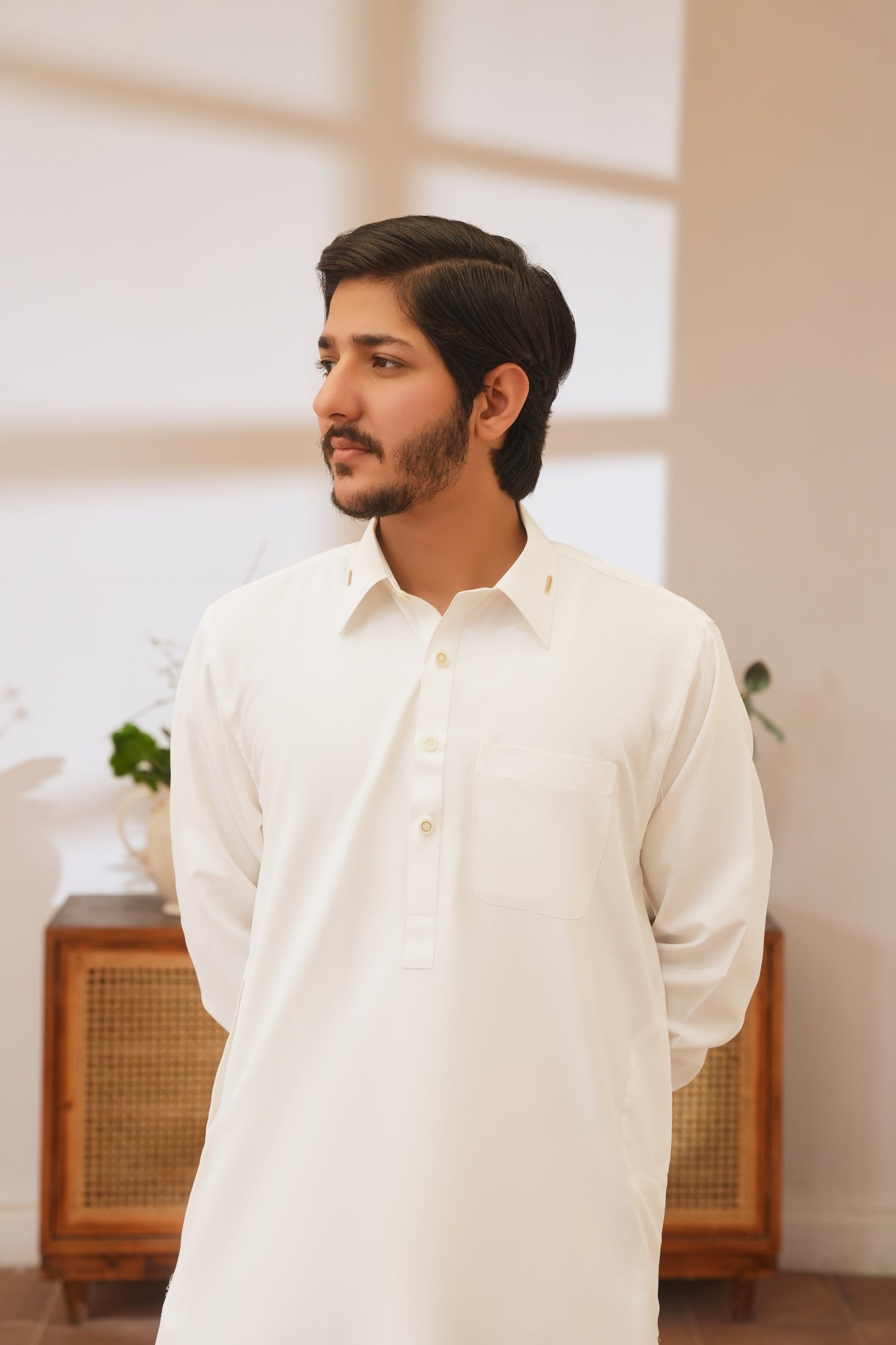 Stark White Stitched Shalwar Kameez