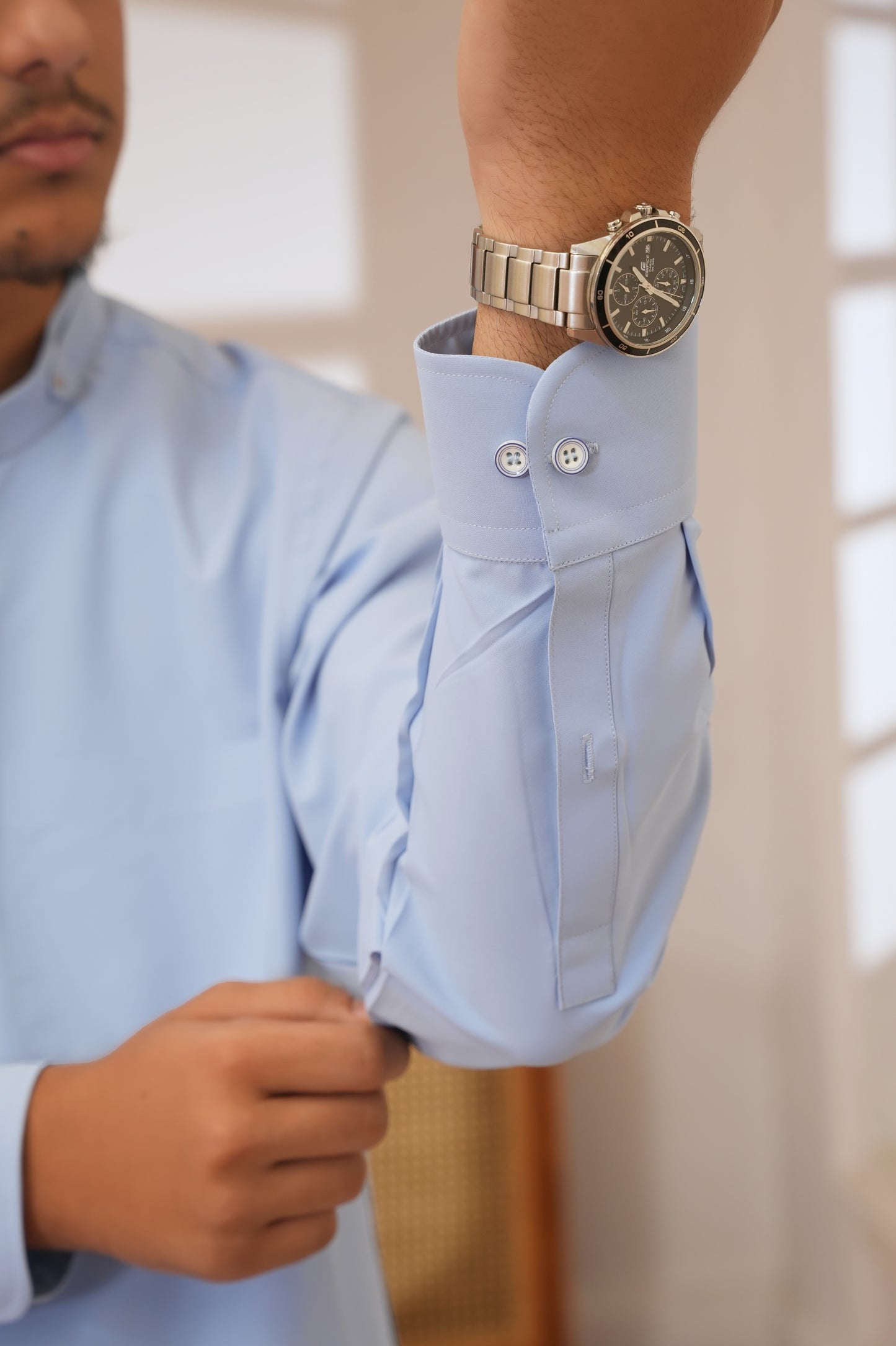 Sky Blue Stitched Shalwar Kameez (Ban Collar)