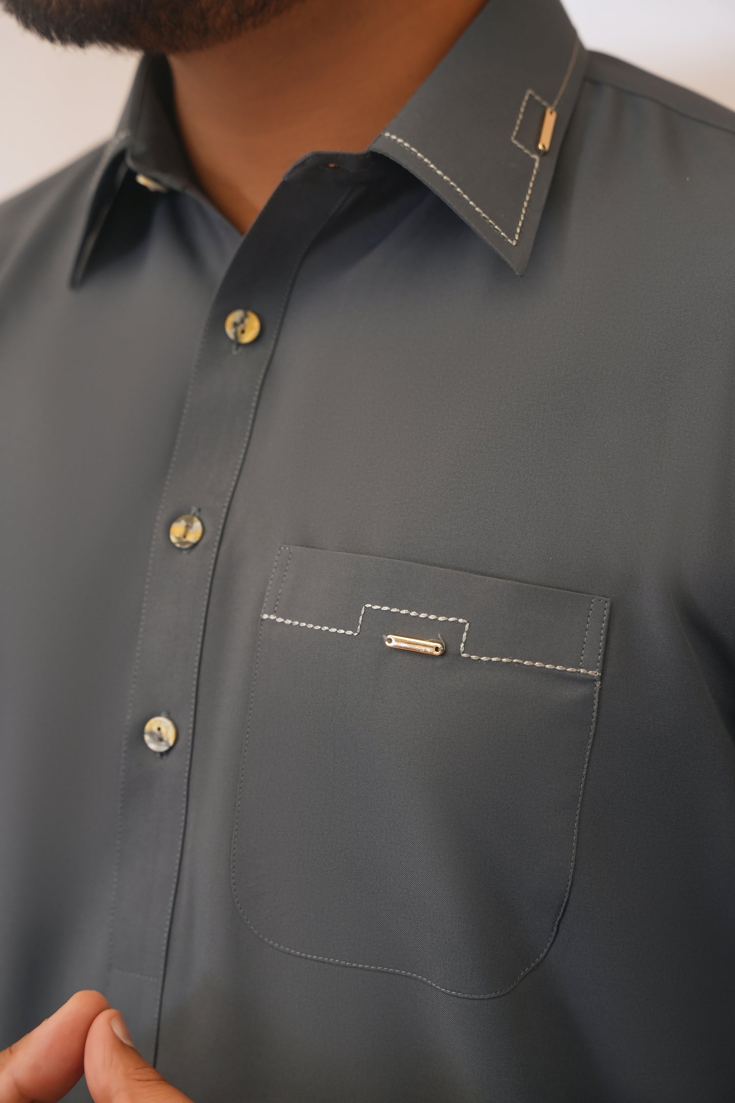 Charcoal Gray Stitched Shalwar Kameez