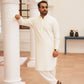 Cream White Stitched Shalwar Kameez (Ban Collar)