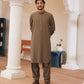 Chestnut Stitched Shalwar Kameez (Ban Collar)
