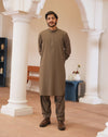 Chestnut Stitched Shalwar Kameez (Ban Collar)