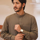 Chestnut Stitched Shalwar Kameez (Ban Collar)