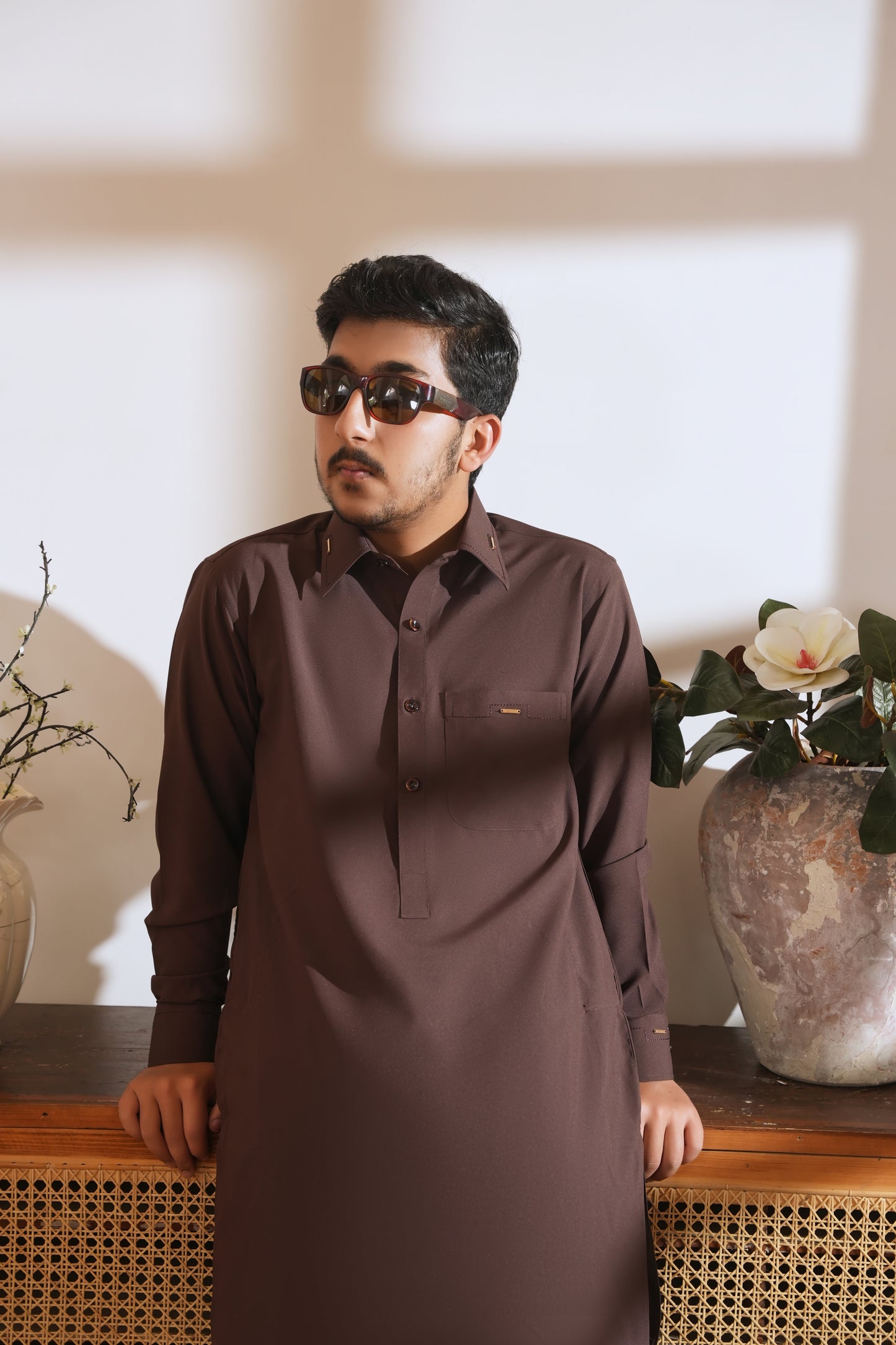 Cognac Stitched Shalwar Kameez