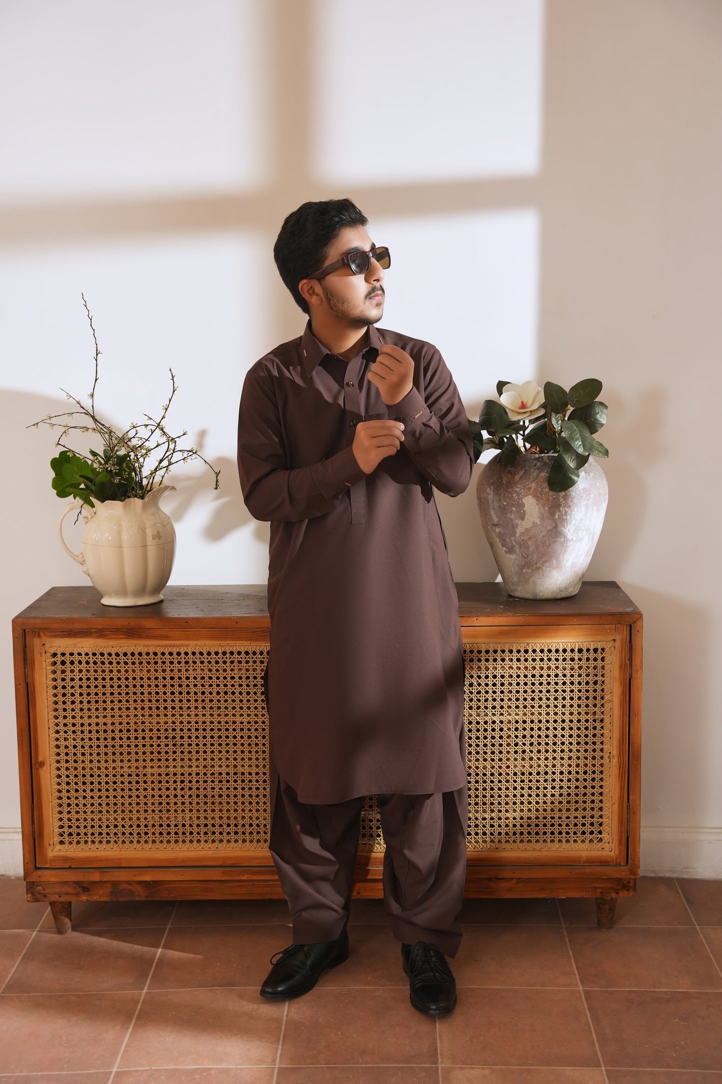 Cognac Stitched Shalwar Kameez