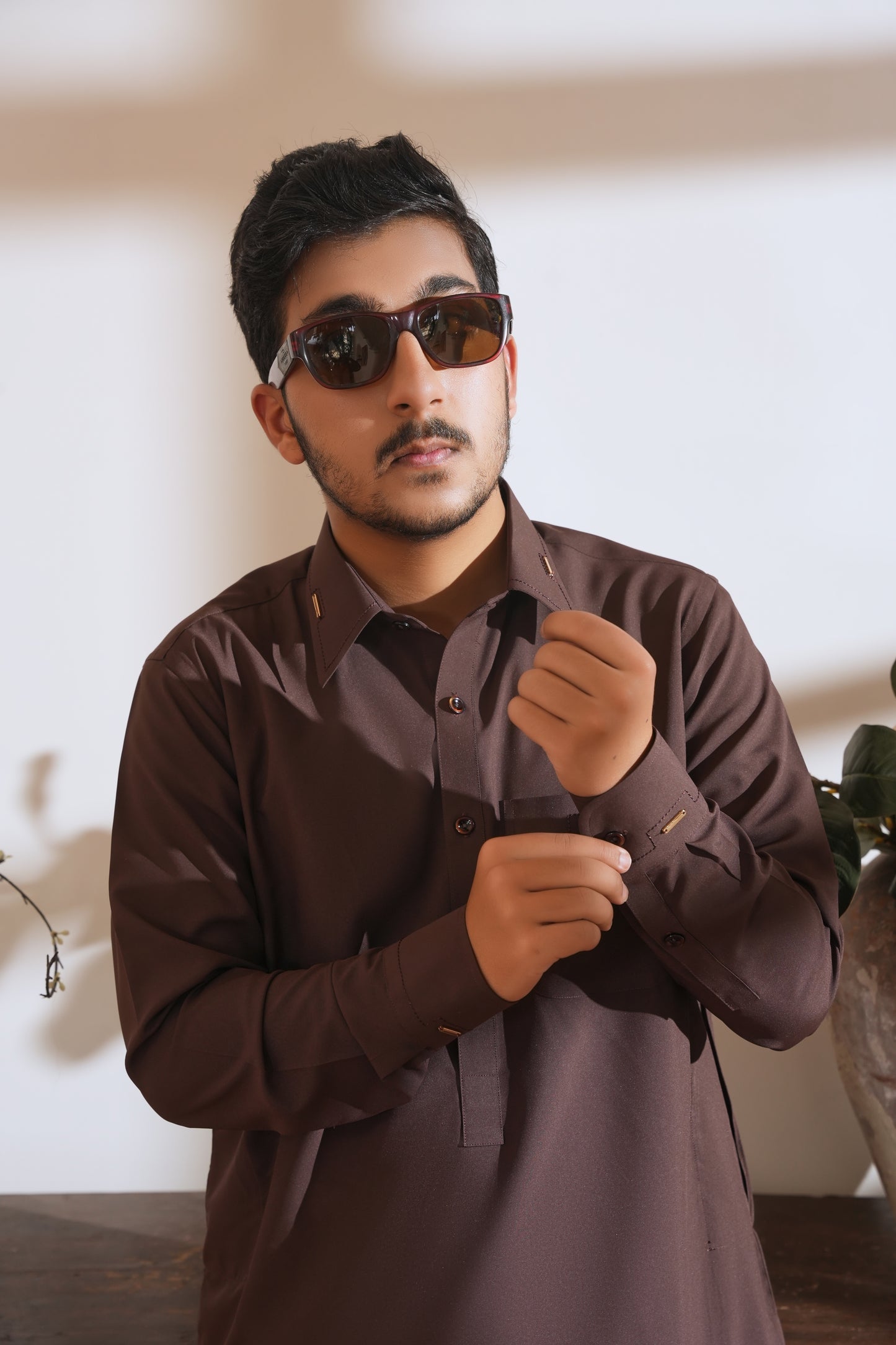 Cognac Stitched Shalwar Kameez