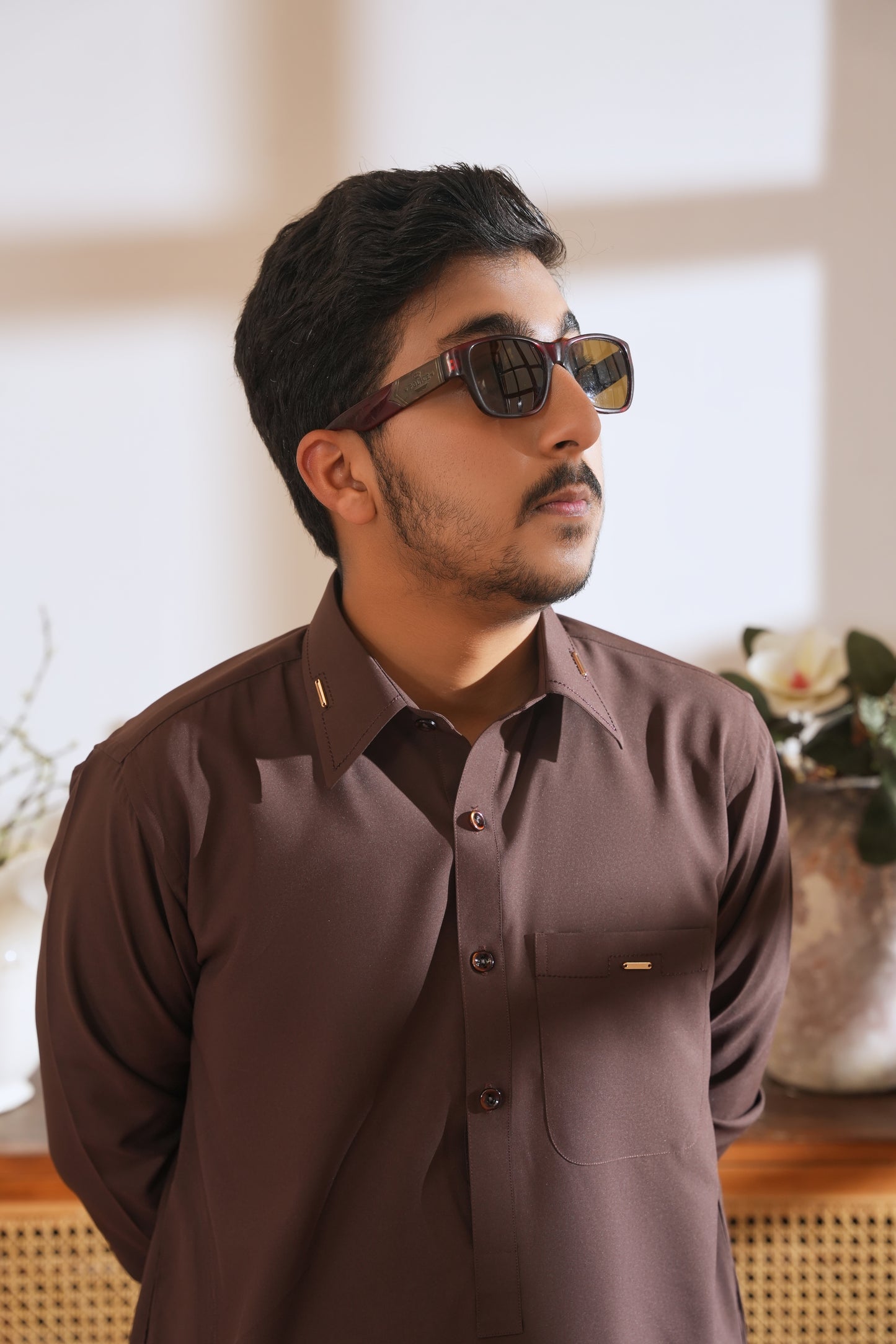 Cognac Stitched Shalwar Kameez