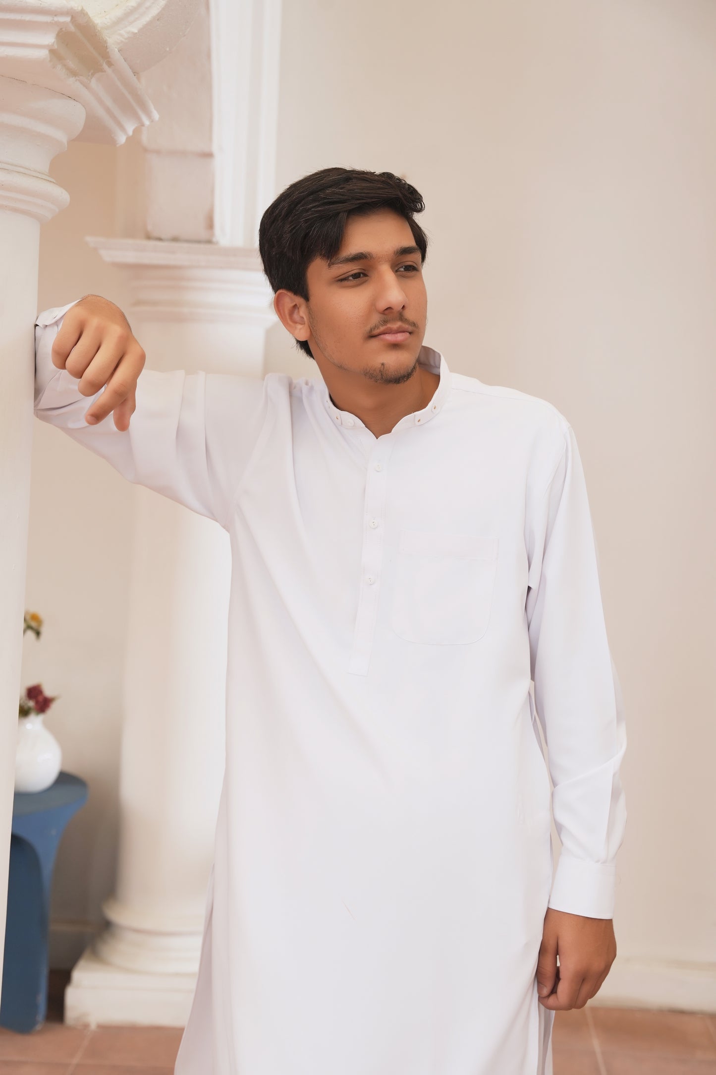 Stark White Stitched Shalwar Kameez