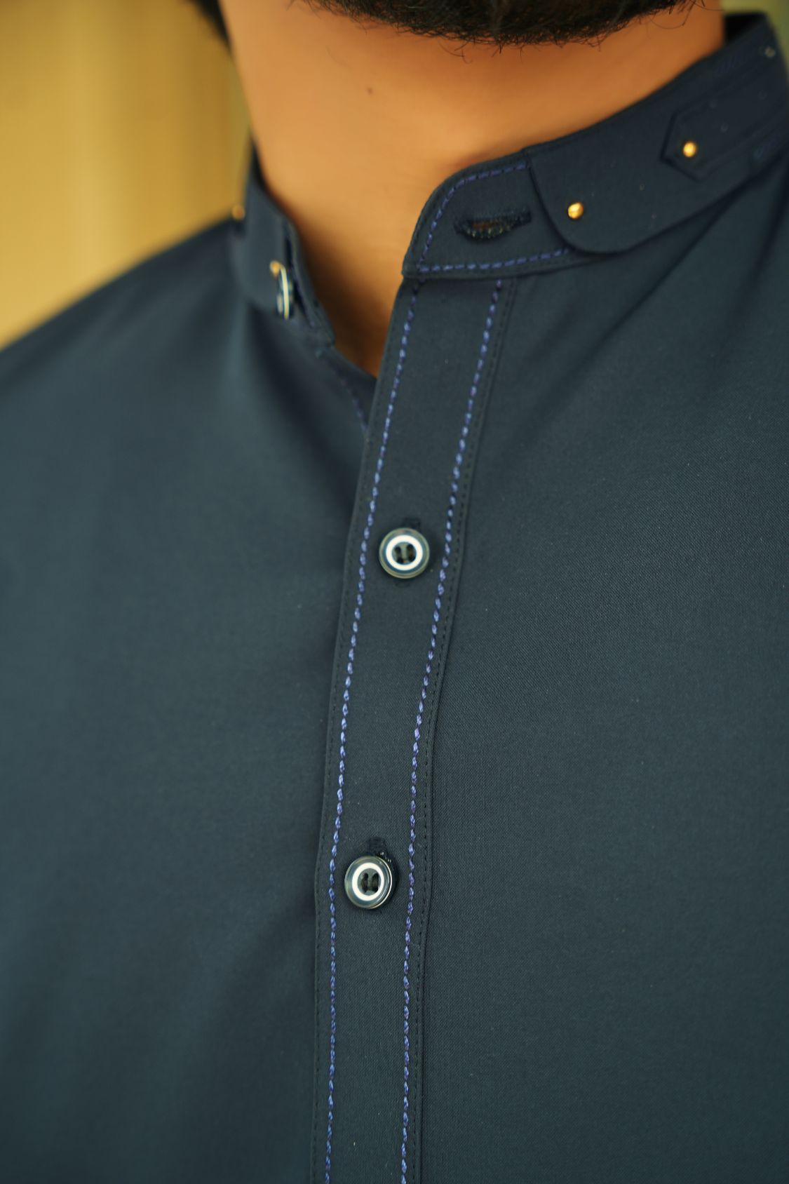 Royal Blue Stitched Shalwar Kameez (Ban Collar)